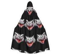 YYHWHJDE Mutational Evil Spirit Pattern Halloween Adult Hooded Cape Cloak For Role-Playing, Stage Costumes, Parties Easy Care
