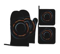 YYHWHJDE Mysterious Cosmic Black Holes Pattern Kitchen Baking 4-Piece Set - Insulated Oven Mitt and Pot Holders Anti-scalding and Heat Insulation