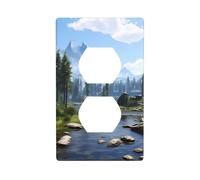 YYHWHJDE National Park Pattern Double Socket Wall Panel Decorative for Residential and Commercial Areas 4.5x2.76in