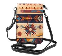 YYHWHJDE native american patterns Picture Ladies' mobile phone with leather foreskin, crossbody flip cover, small adjustable shoulder strap