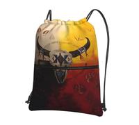 YYHWHJDE Native American Prints Drawstring Backpack Waterproof Gym Bag - Lightweight Foldable Sport Cover with Zipper Pocket for Travel Hiking