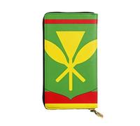 YYHWHJDE Native Hawaiian Flag Picture Leather long clutch wallet Designed for fashion girls and women stylish and personalized 7.48 x 4.13 in, Black, One Size
