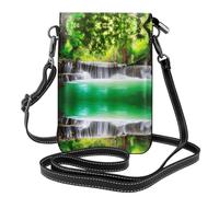 YYHWHJDE Natural jungle scenery Genuine Leather Crossbody Phone Pouch
