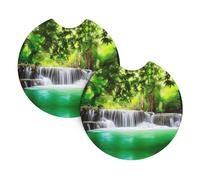 YYHWHJDE Natural jungle scenery Prints Car Cup Coasters 2-Pack - Absorbent Neoprene Drink Layers, Protect Your Ride & Add a Stylish Touch - Heat Resistant, Non-Slip
