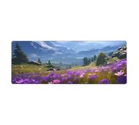 YYHWHJDE Nature Purple Flowers Meadow Mountain Scenic Pattern Extra Large Mouse Pad, Computer Office Anti Slip Gaming Keyboard Thickened Version 12x31.5in