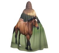 YYHWHJDE Nature Scenic Horse Picture Halloween Adult Hooded Cloak for Role-Playing, Costumes, and Theme Parties