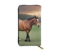 YYHWHJDE Nature Scenic Horse Printing Quality Leather Long Clutch Wallet Designed for Fashion Girls and Women Stylish 7.48 x 4.13 in