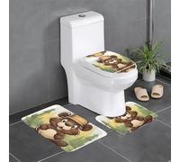 YYHWHJDE Naughty Beaver Picture Anti slip floor mat three piece set bathroom carpet anti slip durable