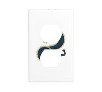 YYHWHJDE Navy Blue Dragon Pattern Double Socket Wall Panel Decorative for Residential and Commercial Areas 4.5x2.76in