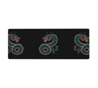 YYHWHJDE Navy Blue Dragon Prints Extra Large Mouse pad Mousepad 12x31.5in for Office Gaming Learning