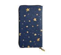YYHWHJDE Navy Blue Sky and Stars Printing Quality Leather Long Clutch Wallet Designed for Fashion Girls and Women Stylish 7.48 x 4.13 in