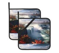 YYHWHJDE Niagara Falls Pattern Square Insulated Pot Mat 2-piece Set for Heat Insulation During Lid Removal, Microwave, Oven, and Outdoor Grilling Use