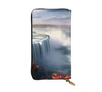 YYHWHJDE Niagara Falls Printed Leather long clutch wallet Designed for fashion girls and women stylish and personalized 7.48 x 4.13 in, Black, One Size