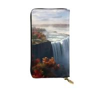 YYHWHJDE Niagara Falls Printed Leather long clutch wallet Designed for fashion girls and women stylish and personalized 7.48 x 4.13 in, Black, One Size