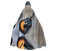 YYHWHJDE Nice Guitar Pattern Halloween Adult Hooded Cloak for Party Costume Cosplay Stage Masquerade Theme Dance Comic Con
