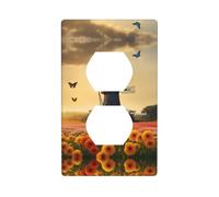 YYHWHJDE Nice sea of Flowers Pattern Double Socket Wall Panel Decorative for Residential and Commercial Areas 4.5x2.76in