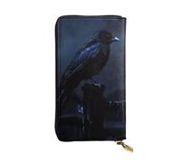 YYHWHJDE Night crow Printed Leather long clutch wallet Designed for fashion girls and women stylish and personalized 7.48 x 4.13 in, Black, One Size