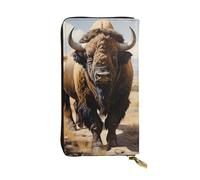 YYHWHJDE North American Bison Herd Printing Quality Leather Long Clutch Wallet Designed for Fashion Girls and Women Stylish 7.48 x 4.13 in