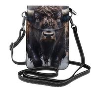 YYHWHJDE North American Bison Prints Small Leather Women'S Crossbody Flip Phone Bag, Waterproof And Durable