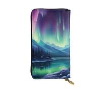 YYHWHJDE Northern Lights Painting Printed Leather long clutch wallet Designed for fashion girls and women stylish and personalized 7.48 x 4.13 in, Black, One Size