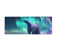 YYHWHJDE Northern Lights Polar Bear Picture Extra Large Mouse Pad, Computer Office Anti Slip Gaming Keyboard Thickened Version 12x31.5in