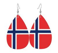 YYHWHJDE Norwegian flag Prints Drip Leather Earrings - Chic Faux Leather Drops for Holiday & Everyday Glam