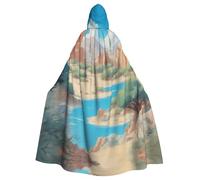 YYHWHJDE Oasis In The Desert Picture Halloween Adult Hooded Cape Cloak No Zipper, Comfortable For Costume Parties