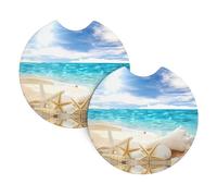 YYHWHJDE ocean beach Prints Car Cup Coasters 2-Pack - The Ideal Housewarming Gift for Car Owners - High-Grade Neoprene Throw, Effortless Style & Protection