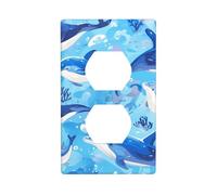 YYHWHJDE Ocean Dolphin Looking at You Pattern Double Socket Wall Panel Decorative is Durable and Suitable for Socket Light Switch Accessories 4.5x2.76in