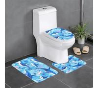 YYHWHJDE Ocean Dolphin Looking at You Printed Three Piece Set of Bathroom Floor mats, Bathroom Shower mats, Anti Slip Quick Drying