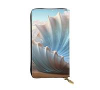 YYHWHJDE Ocean Sea Wave Seashell Picture Leather long clutch wallet Designed for fashion girls and women stylish and personalized 7.48 x 4.13 in, Black, One Size