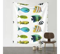 YYHWHJDE Ocean Tropical Fish Prints Wall Tapestry 60x51in - High-Grade Polyester Throw Blanket for Bedroom, Dorm, Beach & Picnic Decor