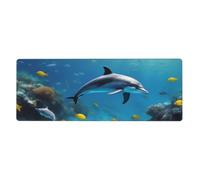 YYHWHJDE Ocean Underwater Dolphin Fish Picture Extra Large Mouse Pad, Computer Office Anti Slip Gaming Keyboard Thickened Version 12x31.5in