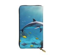 YYHWHJDE Ocean Underwater Dolphin Fish Printing Quality Leather Long Clutch Wallet Designed for Fashion Girls and Women Stylish 7.48 x 4.13 in