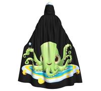 YYHWHJDE Octopus On A Frisbee Pattern Halloween Adult Hooded Cape Cloak - Super Large Hooded Cloak No Zipper