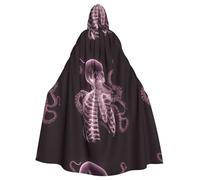 YYHWHJDE Octopus On A Skull Pattern Halloween Adult Hooded Cape Cloak - Super Large Hooded Cloak No Zipper