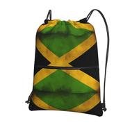 YYHWHJDE Old Jamaican Flag Prints Drawstring Backpack - Lightweight Water-Resistant Gym Bag with Zipper Pocket for Travel & Sports