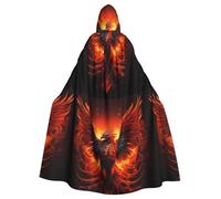 YYHWHJDE Orange Red Phoenix Pattern Halloween Adult Hooded Cloak for various party and carnival settings