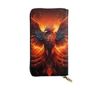 YYHWHJDE Orange Red Phoenix Printing Quality Leather Long Clutch Wallet Designed for Fashion Girls and Women Stylish 7.48 x 4.13 in