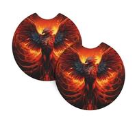 YYHWHJDE Orange Red Phoenix Prints Car Cup Coasters 2-Pack - Premium Neoprene Drink Throws, Protect Cup Holders & Enhance Your Drive - Waterproof, Non-Slip Grip