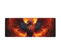 YYHWHJDE Orange Red Phoenix Prints Extra Large Mouse Pad Strong Adhesion, Durable, Precise Locking Edge 12x31.5in