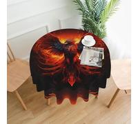 YYHWHJDE Orange Red Phoenix Prints Round Decorative Tablecloth 60in - High-Grade Polyester Throw for Elegant Dining & Festive Gatherings
