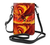 YYHWHJDE Orange Red Phoenix Prints Small Leather Women'S Crossbody Flip Phone Bag, Waterproof And Durable