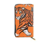 YYHWHJDE Orange tiger leopard Picture Leather long clutch wallet Designed for fashion girls and women stylish and personalized 7.48 x 4.13 in, Black, One Size