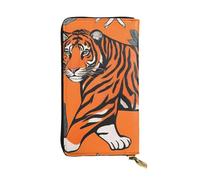 YYHWHJDE Orange Tiger Leopard Printing Quality Leather Long Clutch Wallet Designed for Fashion Girls and Women Stylish 7.48 x 4.13 in