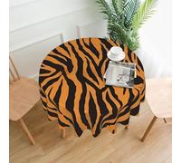 YYHWHJDE Orange Tiger Leopard Prints Round Tablecloth 60 Inch - High-Grade Polyester Table Throw for Dining, Coffee Tables & Outdoor Gatherings