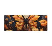 YYHWHJDE Orange Yellow Butterfly Field Flowers Pattern Extra Large Mouse Pad, Computer Office Anti Slip Gaming Keyboard Thickened Version 12x31.5in