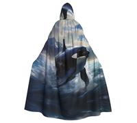 YYHWHJDE Orca Killer Whale Printing Halloween Adult Hooded Cloak for Parties and Costume Events