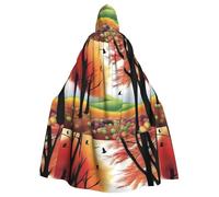 YYHWHJDE Orchard In Autumn Pattern Halloween Adult Hooded Cape Cloak - Super Large Hooded Cloak No Zipper
