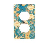 YYHWHJDE Oriental Peacock on Flower Tree Pattern Double Socket Wall Panel Decorative is Durable and Suitable for Socket Light Switch Accessories 4.5x2.76in
